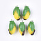 Resin Pendants, with Platinum Tone Iron Findings, Imitation Food, Maize, Yellow, 34~35x18~19x15mm, Hole: 2mm