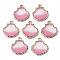 Alloy Resin Pendants, with Glitter Powder, Scallop Shell Shape, Lead Free, Golden, Pearl Pink, 18x16x2.5mm, Hole: 1.6mm