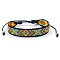 Ethnic Style Polyester Flat with Rhombus Cord Bracelet, Adjustable Bracelet for Women, Yellow, 6-1/4~9-1/2 inch(16~24cm)