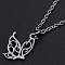 Non-Tarnish 201 Stainless Steel Pendant Necklaces, with Cable Chains and Lobster Claw Clasps, Butterfly, Stainless Steel Color, 15.74 inch(40cm), 1.5mm