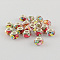 Large Hole Resin European Beads, with Silver Color Plated Brass Double Cores, Rondelle, Pale Violet Red, 14x9mm, Hole: 5mm