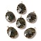 Natural Labradorite Faceted Pendants, Golden Tone Brass Egg Charms, 26.5x17.5x5.5mm, Hole: 1.6mm