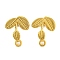 Ion Plating(IP) 304 Stainless Steel Studs Earring Findings, Leaf, Real 18K Gold Plated, 23x18.5mm, Hole: 2.5mm, Pin: 11x0.5mm