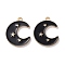 Alloy Enamel Pendants, Golden, Moon, 23.5x18.5x1.5mm, Hole: 1.8mm