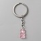 Candy Color Transparent Bear Resin Pendant Keychain, for Keychain Mobile Phone Car Key Bag Pendant Decoration, Pearl Pink, 7.3cm