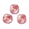 Glass Rhinestone Cabochons, Point Back & Back Plated, Faceted, Square, Fuchsia, 8x8x4mm