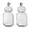 Natural Quartz Crystal Human Body Shaped Pendants, Rack Plating Brass Oval & Rectangle Rock Crystal Charms, Platinum, 50x22.5x8mm, Hole: 8x5mm