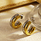 Elegant Stainless Steel Double Layer C-shaped Half Hoop Stud Earrings for Women, Golden & Stainless Steel Color