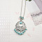 Yunnan Ethnic Style Miao Silver Pave Turquoise Pendant Necklaces Tibetan Nepalese Jewelry, Turquoise