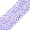 Electroplate Glass Beads Strands, AB Color Plated, Faceted, Rondelle, Lilac, 4x3mm, Hole: 0.4mm, about 113~115pcs/strand, 16.14~16.34 inch(41~41.5cm)