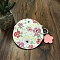 PU Leather Wallets Keychain, Flat Round with Flower Makeup Bags, Old Rose, 12cm