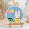 DIY Rabbit Pattern Punch Embroidery Beginner Kits for Beginners, including Embroidery Fabric & Hoop & Yarn, Punch Needle Pen, Instruction, Light Sky Blue, 20cm