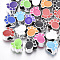 UV Plating Acrylic European Beads, with Enamel, Large Hole Beads, Footprint, Mixed Color, Platinum, 12x12x9mm, Hole: 4.5mm