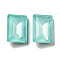 Glass Rhinestone Cabochons, Point Back & Back Plated, Faceted, Rectangle, Light Azore, 14x10x6.5mm