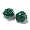 Synthetic Shell Dyed Carved Beads, Flower, Half Hole, Dark Green, 9.5x6.3mm, Hole: 1mm