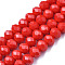 Opaque Solid Color Imitation Jade Glass Beads Strands, Faceted, Rondelle, Red, 2.3~2.7x1.5mm, Hole: 0.4mm, about 150~155pcs/strand, 32~33cm