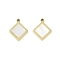 Natural Shell Charms, Ion Plating(IP) 304 Stainless Steel Charms, Manual Polishing, Real 18K Gold Plated, Rhombus, 10.5x9x1.5mm, Hole: 1mm