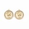 Brass Micro Pave Clear Cubic Zirconia Pendants, Nickel Free, Flat Round with Woman, Real 18K Gold Plated, 16x14x2mm, Hole: 1.2mm