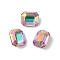 Glass Rhinestone Cabochons, Flat Back & Back Plated, Faceted, Rectangle, Heliotrope, 10x8x5mm