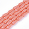 Opaque Solid Color Glass Beads Strands, Imitation Jade, Faceted, Teardrop, Light Salmon, 9~10x4mm, Hole: 1mm, about 70~72pcs/Strand, 63~67cm