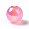 UV Plating Rainbow Iridescent Acrylic Beads, with Glitter Powder, Round, Hot Pink, 11.5mm, Hole: 2.5mm