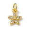 Brass Micro Pave Cubic Zirconia Charms, with Jump Rings, Star Charm, Real 18K Gold Plated, 9.5x7.5x2mm, Hole: 2.7mm