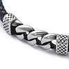 Men's Braided Black PU Leather Cord Bracelets BJEW-K243-67AS-2