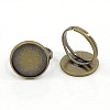 Antique Bronze Brass Adjustable Finger Ring Components X-KK-J110-AB-1