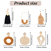 ANATTASOUL 6 Pairs 6 Style Donut & Kite & Flat Round & Arch Rattan Dangle Stud Earrings EJEW-AN0001-28-2
