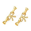 Brass Micro Pave Clear Cubic Zirconia Fold Over Clasps KK-N259-20-3