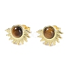 Natural Tiger Eye Stud Earrings EJEW-K288-01G-03-1