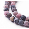 Frosted Natural Rhodonite Round Bead Strands X-G-E487-12-10mm-2