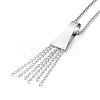 304 Stainless Steel Trapezoid with Tassel Pendant Necklace with Box Chains for Women NJEW-B087-06P-2