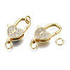 Brass Micro Pave Clear Cubic Zirconia Lobster Claw Clasps KK-Q769-037-NF-3