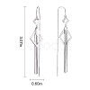 Rhodium Plated 925 Sterling Silver Rhombus with Chain Tassel Dangle Earrings JE1048A-2
