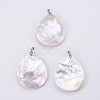Natural White Shell Mother of Pearl Shell Big Pendants SSHEL-L008-40P-1