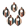 Transparent Resin & Walnut Wood Pendants RESI-E050-12-1