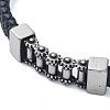 Men's Braided Black PU Leather Cord Bracelets BJEW-K243-66AS-2