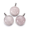 Natural Rose Quartz Pendants G-I214-E05-2