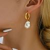 Plastic Imitation Pearl Dangle Hoop Earrings TP0956-1-4