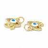 Rack Plating Brass Micro Pave Clear Cubic Zirconia Charms ZIRC-C041-40G-3