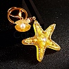 Diamond-Studded Starfish Shell Car Zinc Alloy Keychain Acrylic Cute Men and Women Bag Pendant Metal Keychain Ring Gift PW-WG2593B-02-1