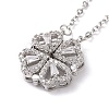 2 in 1 Four Clear Cubic Zirconia Clover Pendant Necklace NJEW-H163-01P-2