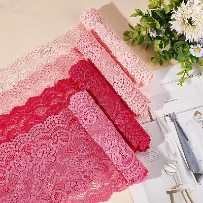 Gorgecraft 4 Yards 4 Colors Flower Wavy Edge Lace Trim OCOR-GF0002-59-1