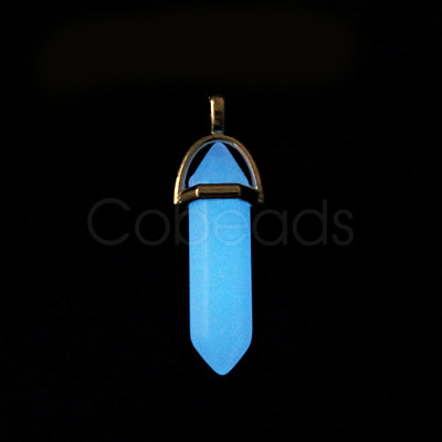 Bullet Pointed Synthetic Luminous Stone Pendants LUMI-PW0001-055-A-1