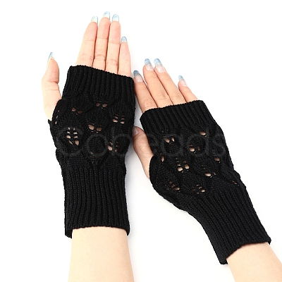 Warm Knitted Acrylic Fiber Half Sleeve Gloves PW-WGFF8D0-02-1