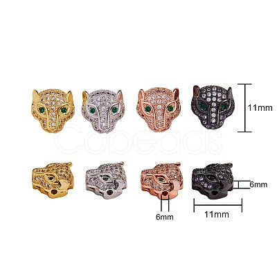 8Pcs 4 Color Rack Plating Hollow Brass Micro Pave Cubic Zirconia Beads sgZIRC-SZ0001-02-RS-1