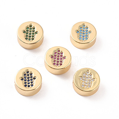 Rack Plating Brass Micro Pave Cubic Zirconia Beads ZIRC-C035-24G-1