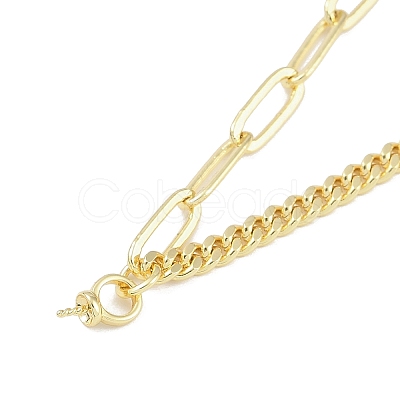 Brass Cuban Link Chain & Paperclip Chain Necklace Making NJEW-U008-08G-1