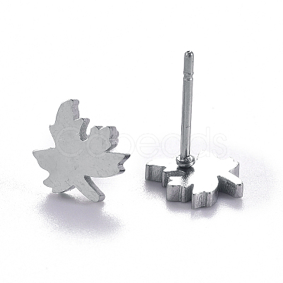 Non-Tarnish Autumn Theme Unisex 304 Stainless Steel Stud Earrings X-EJEW-E254-10P-1